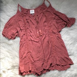 Salmon boho blouse